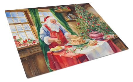 Cookies with Santa Claus Glass Cutting Board (Dog Breed: Papa Noel 3304, size: large)
