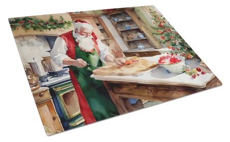 Cookies with Santa Claus Glass Cutting Board (Dog Breed: Santa Claus 3305, size: large)