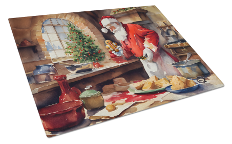 Cookies with Santa Claus Glass Cutting Board (Dog Breed: Santa Claus 3307, size: large)