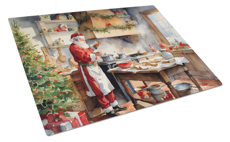Cookies with Santa Claus Glass Cutting Board (Dog Breed: Santa Claus 3308, size: large)