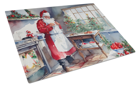 Cookies with Santa Claus Glass Cutting Board (Dog Breed: Santa Claus 3309, size: large)