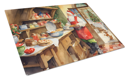 Cookies with Santa Claus Glass Cutting Board (Dog Breed: Santa Claus 3310, size: large)