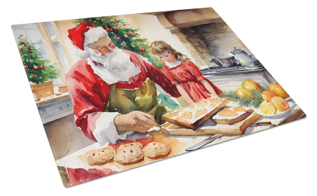Cookies with Santa Claus Glass Cutting Board (Dog Breed: Santa Claus 3311, size: large)