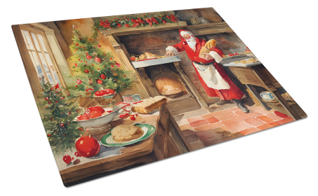 Cookies with Santa Claus Glass Cutting Board (Dog Breed: Santa Claus 3312, size: large)