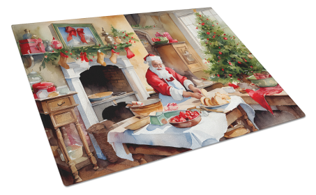 Cookies with Santa Claus Glass Cutting Board (Dog Breed: Santa Claus 3313, size: large)
