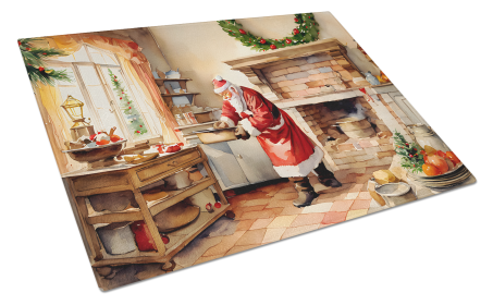 Cookies with Santa Claus Glass Cutting Board (Dog Breed: Santa Claus 3314, size: large)