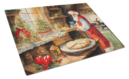 Cookies with Santa Claus Glass Cutting Board (Dog Breed: Santa Claus 3315, size: large)