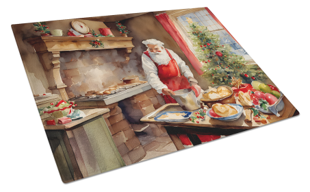 Cookies with Santa Claus Glass Cutting Board (Dog Breed: Santa Claus 3316, size: large)