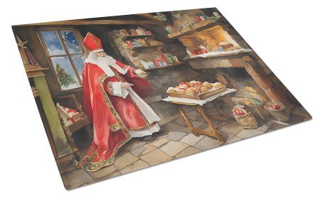 Cookies with Santa Claus Glass Cutting Board (Dog Breed: Sinterklaas 3317, size: large)