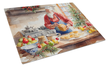 Cookies with Santa Claus Glass Cutting Board (Dog Breed: Weihnachtsmann 3319, size: large)