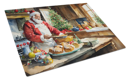 Cookies with Santa Claus Glass Cutting Board (Dog Breed: Weihnachtsmann 3320, size: large)