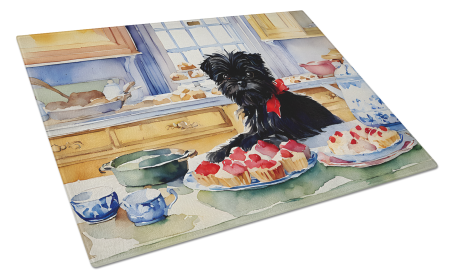 Christmas Cookies Glass Cutting Board (Dog Breed: Affenpinscher 3705, size: large)