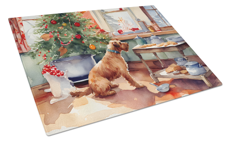 Christmas Cookies Glass Cutting Board (Dog Breed: Airedale Terrier 3709, size: large)