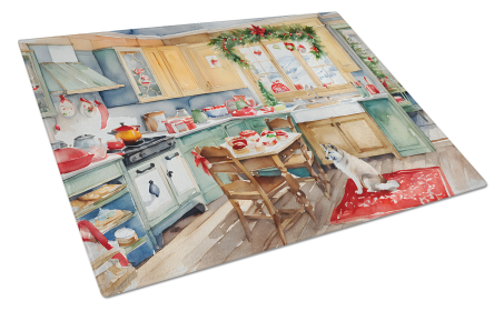 Christmas Cookies Glass Cutting Board (Dog Breed: Alaskan Klee Kai 3710, size: large)