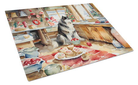 Christmas Cookies Glass Cutting Board (Dog Breed: Alaskan Malamute 3711, size: large)