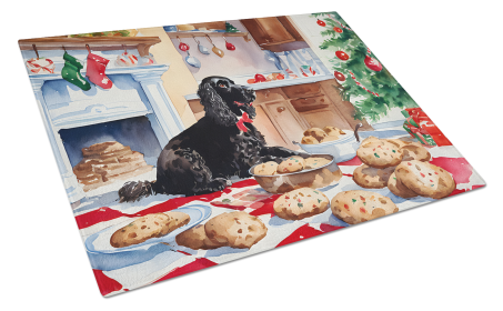 Christmas Cookies Glass Cutting Board (Dog Breed: American Water Spaniel 3718, size: large)