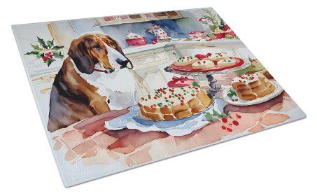 Christmas Cookies Glass Cutting Board (Dog Breed: Basset Hound 3723, size: large)
