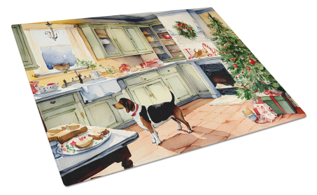 Christmas Cookies Glass Cutting Board (Dog Breed: Basset Hound 3724, size: large)
