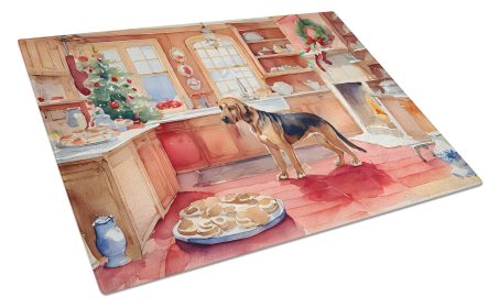 Christmas Cookies Glass Cutting Board (Dog Breed: Bloodhound 3739, size: large)
