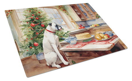 Christmas Cookies Glass Cutting Board (Dog Breed: Boxer 3747, size: large)