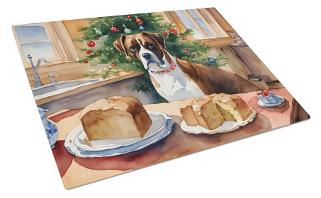 Christmas Cookies Glass Cutting Board (Dog Breed: Boxer 3748, size: large)