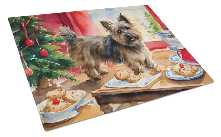 Christmas Cookies Glass Cutting Board (Dog Breed: Cairn Terrier 3754, size: large)