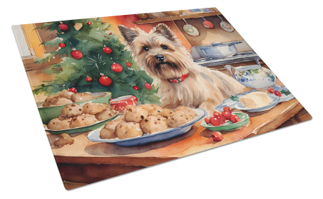 Christmas Cookies Glass Cutting Board (Dog Breed: Cairn Terrier 3755, size: large)