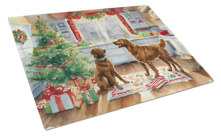 Christmas Cookies Glass Cutting Board (Dog Breed: Chesapeake Bay Retriever 3764, size: large)