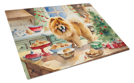 Christmas Cookies Glass Cutting Board (Dog Breed: Chow Chow 3767, size: large)