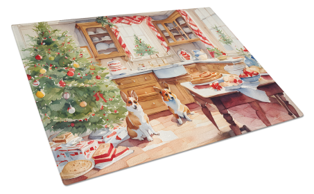 Christmas Cookies Glass Cutting Board (Dog Breed: Corgi 3772, size: large)