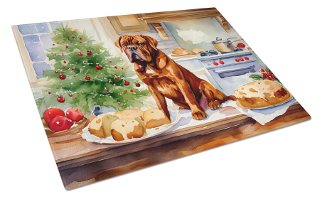 Christmas Cookies Glass Cutting Board (Dog Breed: Dogue de Bordeaux 3780, size: large)