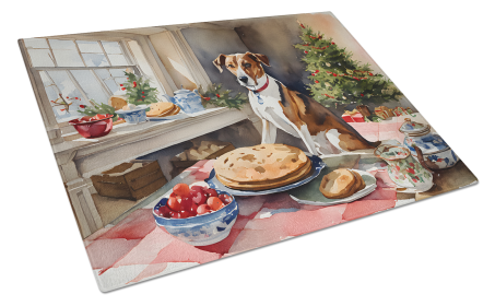 Christmas Cookies Glass Cutting Board (Dog Breed: English Foxhound 3787, size: large)