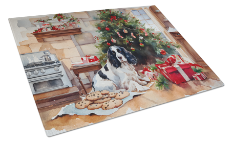 Christmas Cookies Glass Cutting Board (Dog Breed: English Springer Spaniel 3788, size: large)