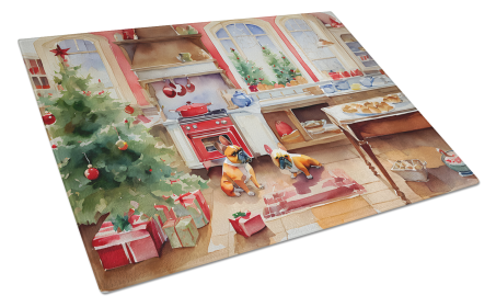 Christmas Cookies Glass Cutting Board (Dog Breed: French Bulldog 3790, size: large)