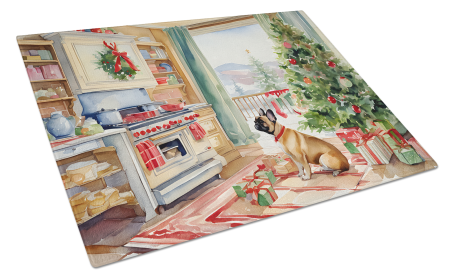 Christmas Cookies Glass Cutting Board (Dog Breed: French Bulldog 3794, size: large)