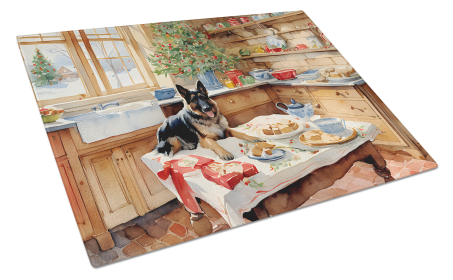 Christmas Cookies Glass Cutting Board (Dog Breed: German Shepherd 3798, size: large)