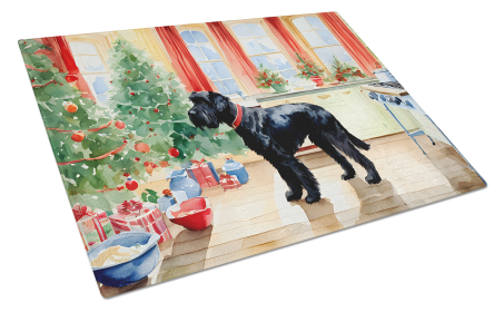Christmas Cookies Glass Cutting Board (Dog Breed: Giant Schnauzer 3799, size: large)