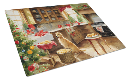 Christmas Cookies Glass Cutting Board (Dog Breed: Golden Retriever 3801, size: large)
