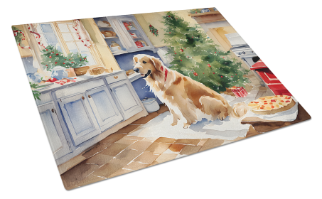 Christmas Cookies Glass Cutting Board (Dog Breed: Golden Retriever 3802, size: large)