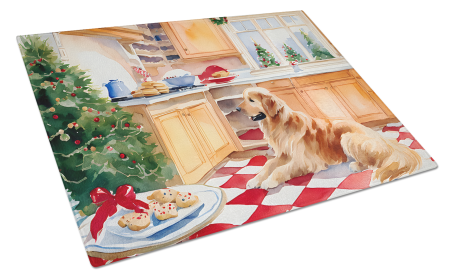 Christmas Cookies Glass Cutting Board (Dog Breed: Golden Retriever 3803, size: large)