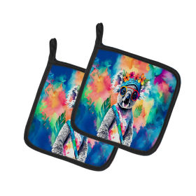 Hippie Animals Pair of Pot Holders (Design: Koala 3999, size: 7.5HX7.5W)