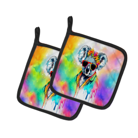 Hippie Animals Pair of Pot Holders (Design: Koala 4000, size: 7.5HX7.5W)