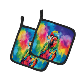 Hippie Animals Pair of Pot Holders (Design: Parrot 4020, size: 7.5HX7.5W)