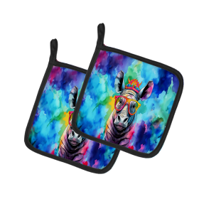 Hippie Animals Pair of Pot Holders (Design: Rhinoceros 4037, size: 7.5HX7.5W)