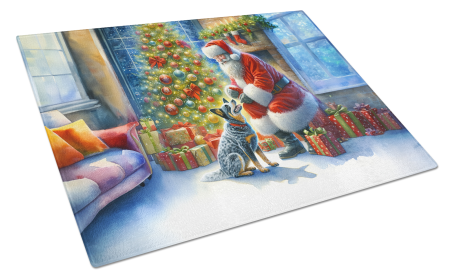 Moments with Santa Glass Cutting Board (Dog Breed: Australian Cattle Dog 4059, size: large)