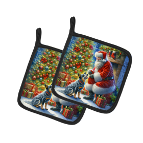 Moments with Santa Pair of Pot Holders (Dog Breed: Australian Cattle Dog 4059, size: 7.5HX7.5W)