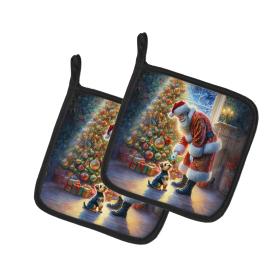 Moments with Santa Pair of Pot Holders (Dog Breed: Australian Terrier 4061, size: 7.5HX7.5W)