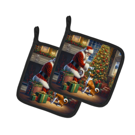 Moments with Santa Pair of Pot Holders (Dog Breed: Basenji 4062, size: 7.5HX7.5W)