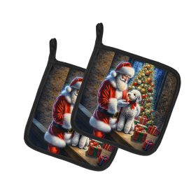 Moments with Santa Pair of Pot Holders (Dog Breed: Bedlington Terrier 4065, size: 7.5HX7.5W)