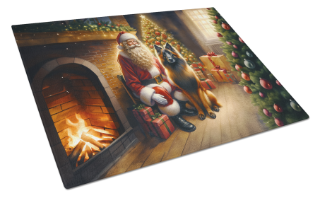 Moments with Santa Glass Cutting Board (Dog Breed: Belgian Tervuren 4068, size: large)